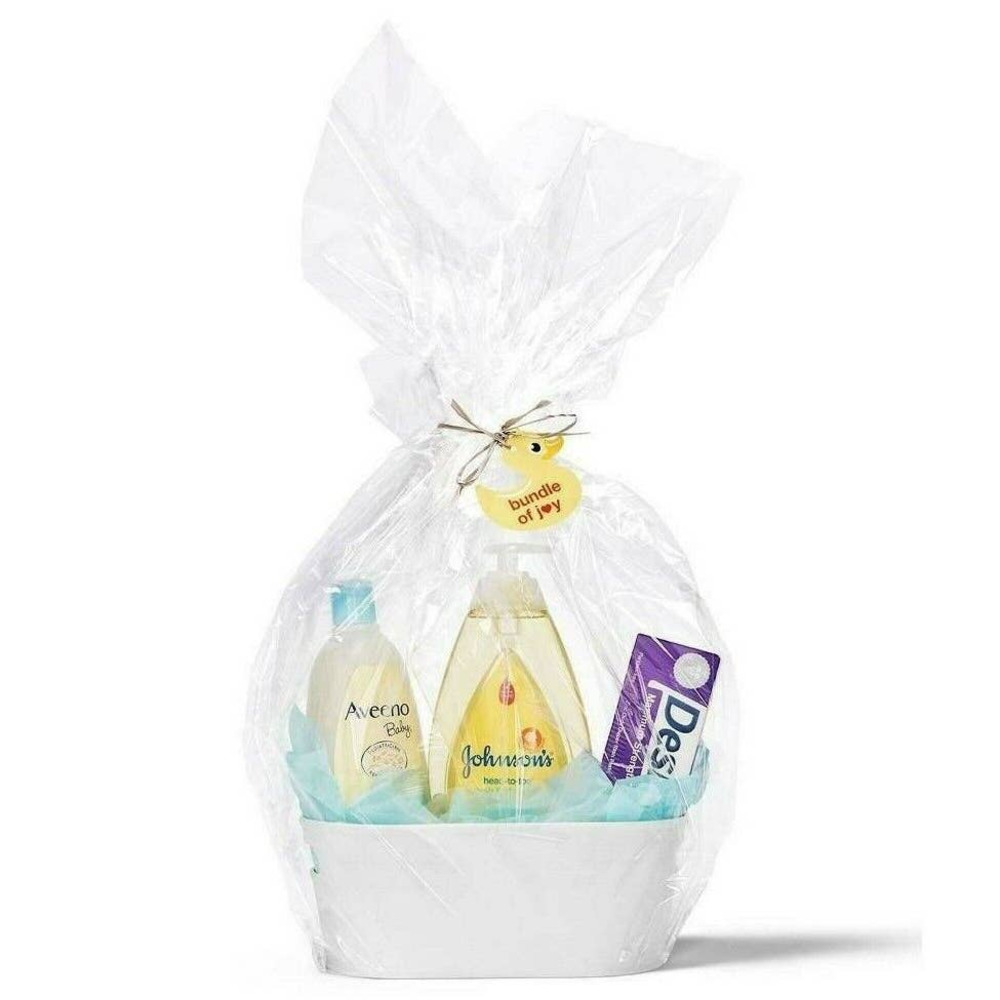 Gift Basket Kit for Baby Shower Kids Easter Birthdays Holiday 5pc Set Gray Oval